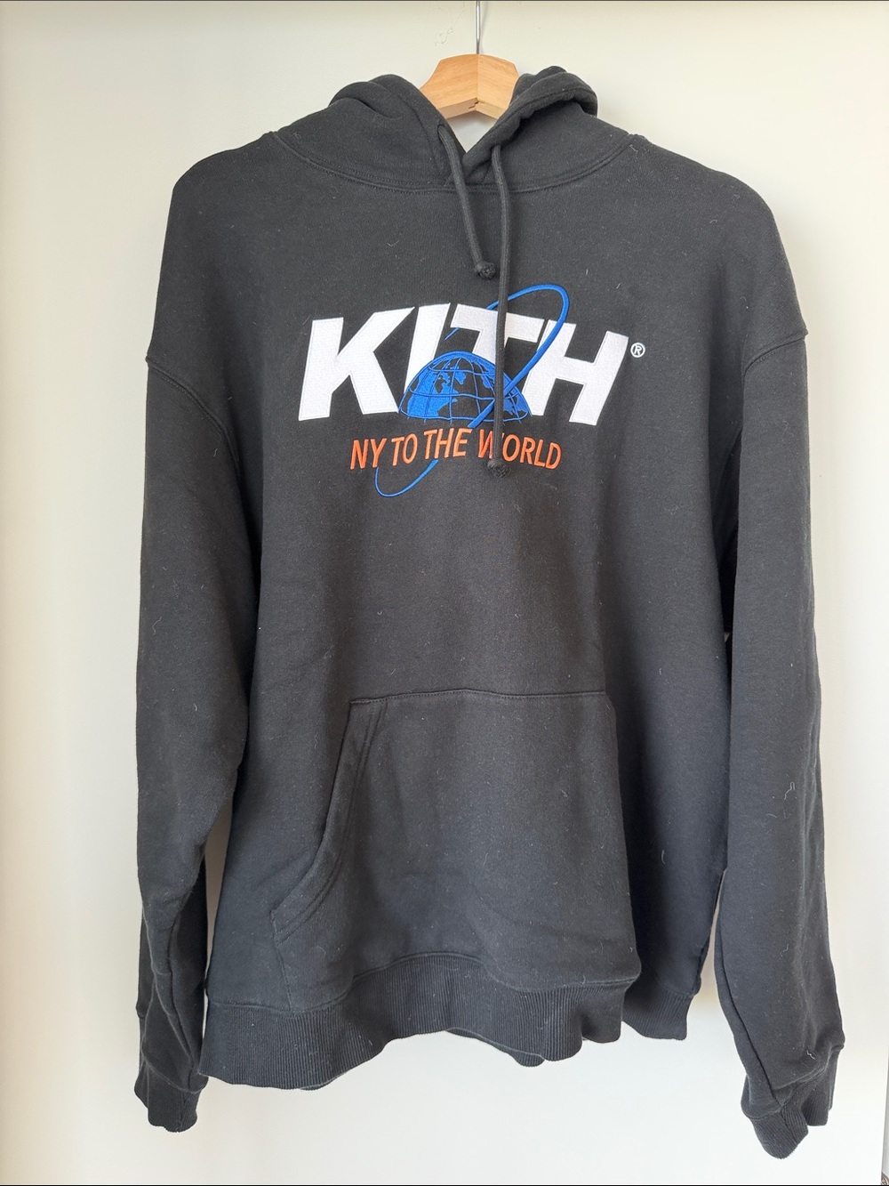 Kith Black Pullover Hoodie with White, Blue & Orange Logo